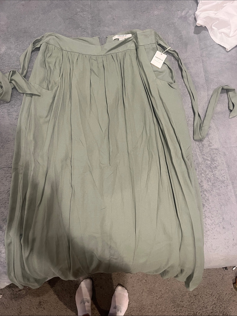 Forever 21 Sage Green Pleated Maxi Skirt with Side Ties